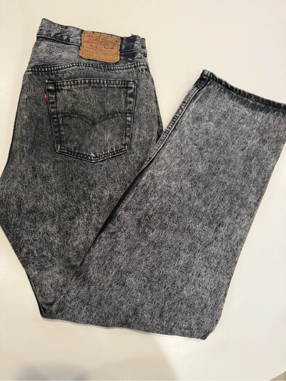 VINTAGE 1980’s BLACK ACID WASHED BUTTON FLY 501 JEANS 36 x 30